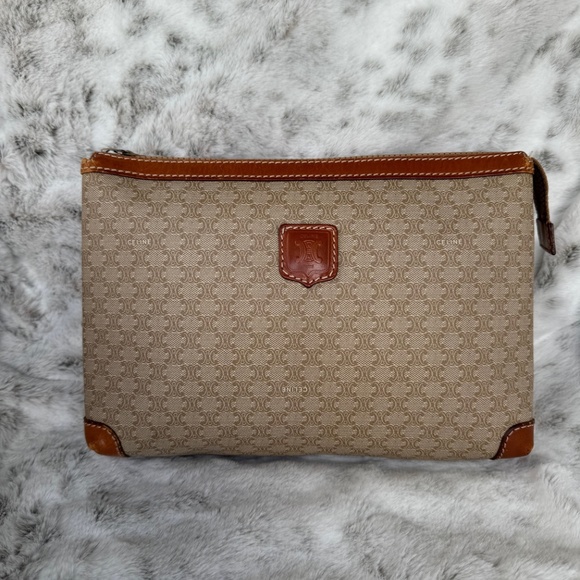 Celine Clutch/ Cosmetic Bag Macadam Beige.  P0015 - Picture 1 of 17